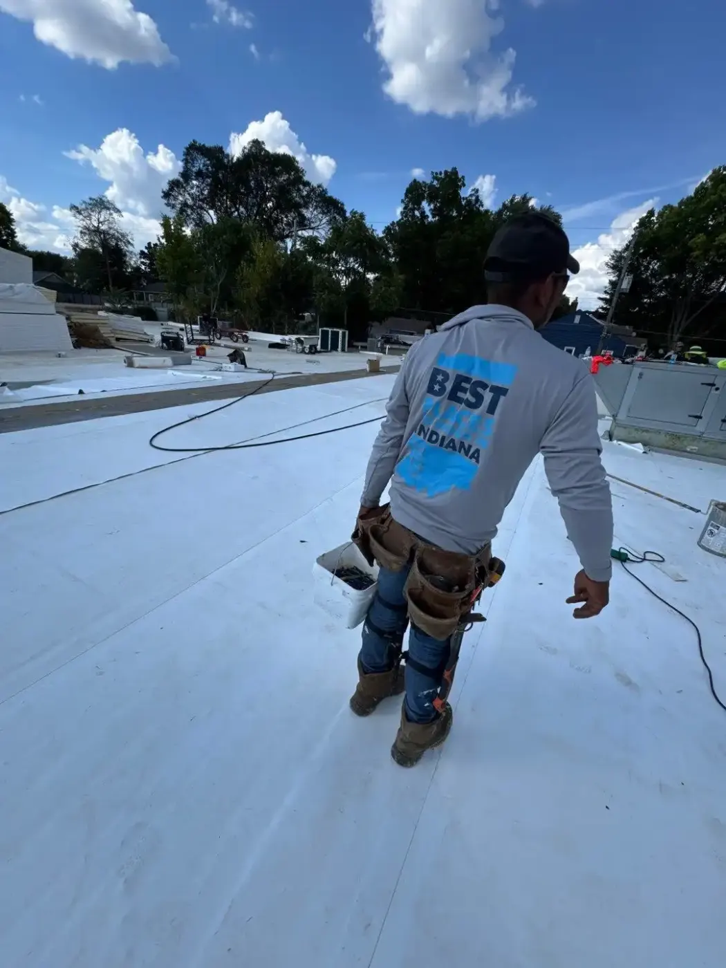 Storm damage documentation on a Attica commercial building